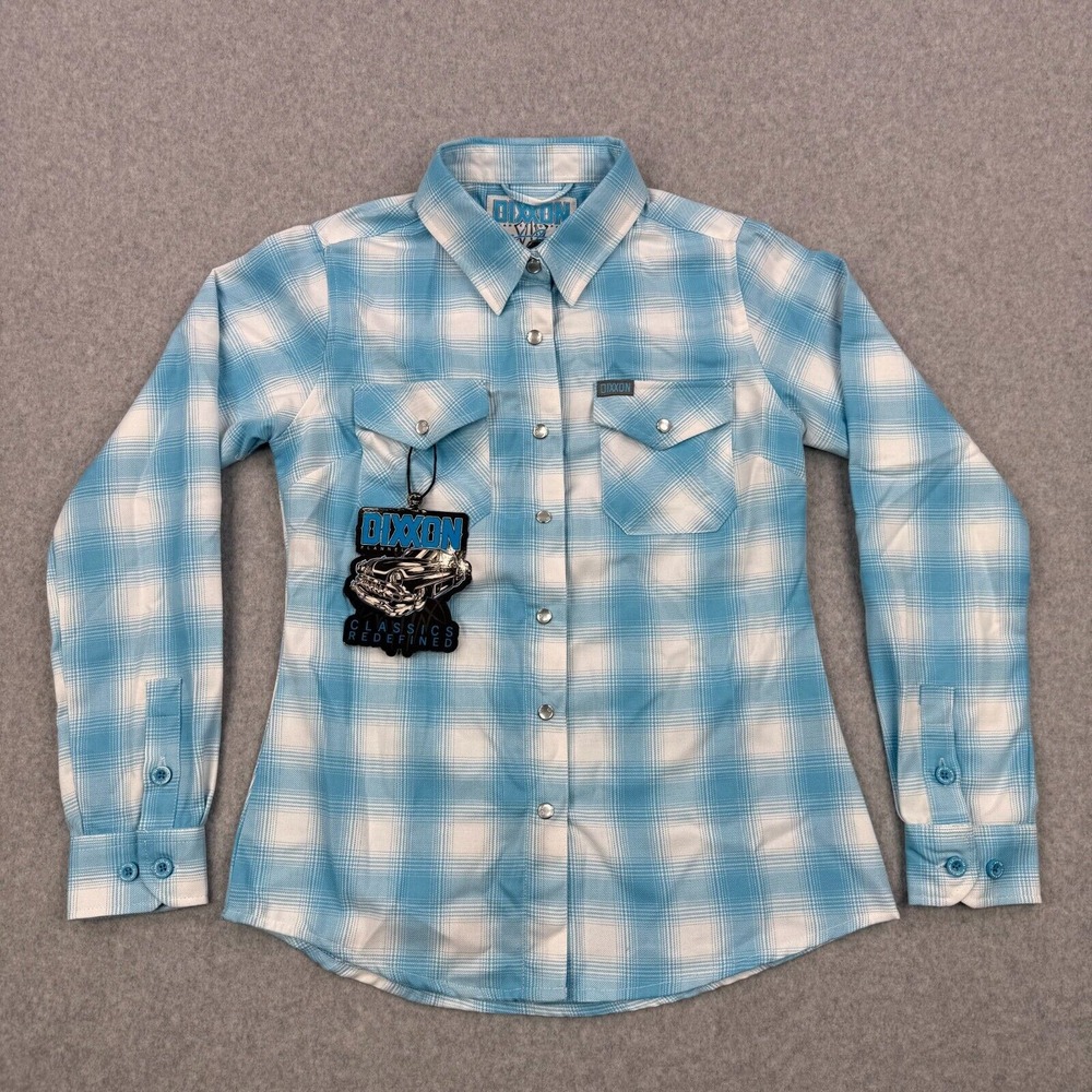 Dixxon Shirt Womens‎ Small Blue Plaid Pearl Snap Bel Air Flannel Low Rider New